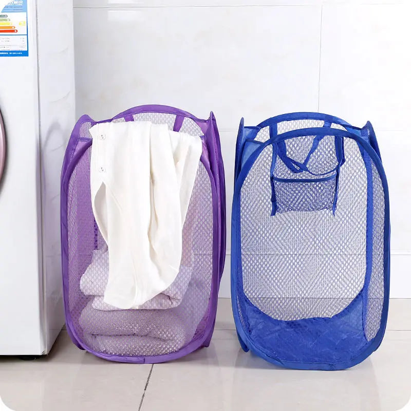 Foldable Hand-Held Laundry Basket Dirty Clothes Storage Grid Basket Household Organizer for Clothes Home Storage Toy Basket