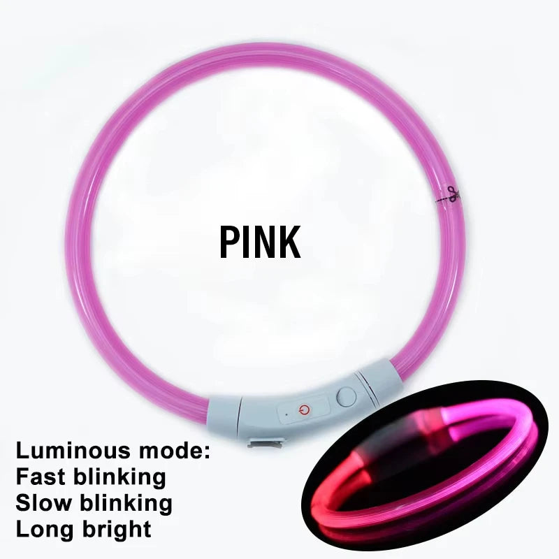 C 1pcs USB Type-C Rechargeable Pet Glowing Collar Dog LED Light Collar Luminous Anti-Lost Dog Collar Dog Necklace Collar