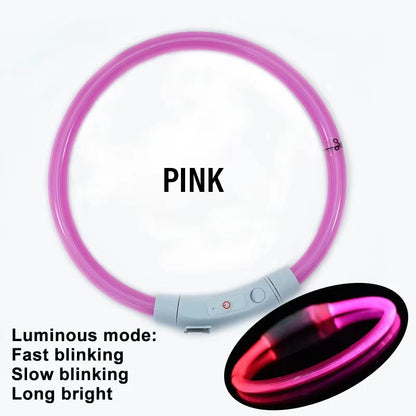 C 1pcs USB Type-C Rechargeable Pet Glowing Collar Dog LED Light Collar Luminous Anti-Lost Dog Collar Dog Necklace Collar