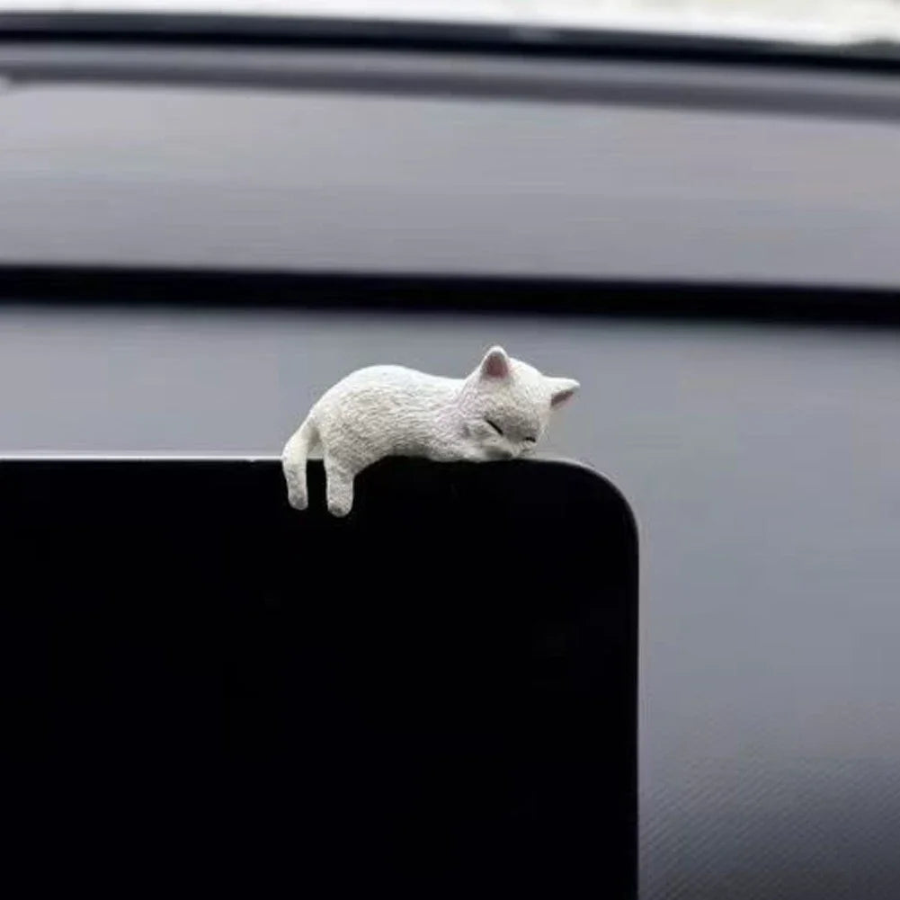 Sleeping Cat Car Ornament – PVC Dashboard & Console Decor