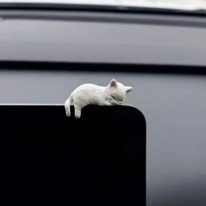 Sleeping Cat Car Ornament – PVC Dashboard & Console Decor