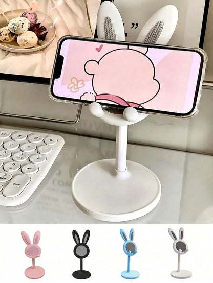 Adjustable Foldable Rabbit Shaped Phone Holder For Bathtub Phone Holder for Desk Lovely Rabbit Ear Cell Phone Stand For iPhone Samsung Universal Adjustable Phone Stand