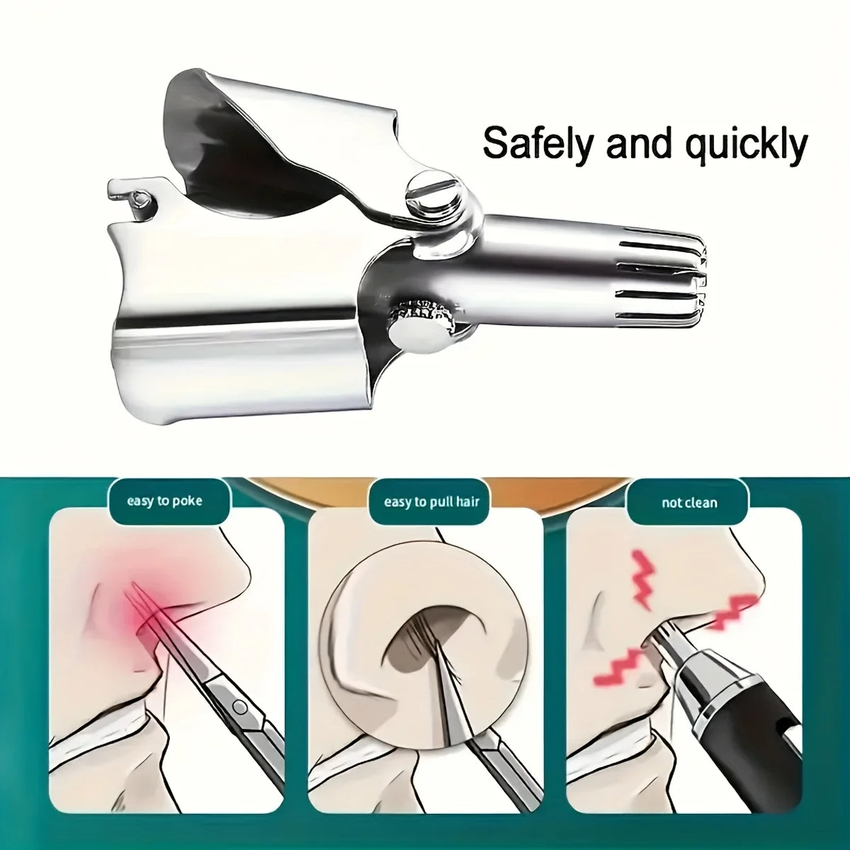 LISI Washable Portable Manual Nose Hair Trimmer for Men & Women Waterproof Stainless Steel Ear Hair Trimmer with Cleaning Brush