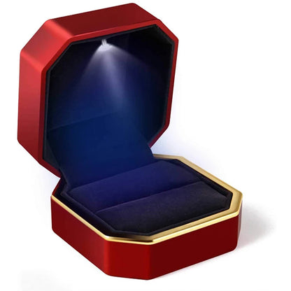 LED Jewelry Ring Box – Luxury Velvet Pendant & Necklace Display with Light for Proposal & Engagement