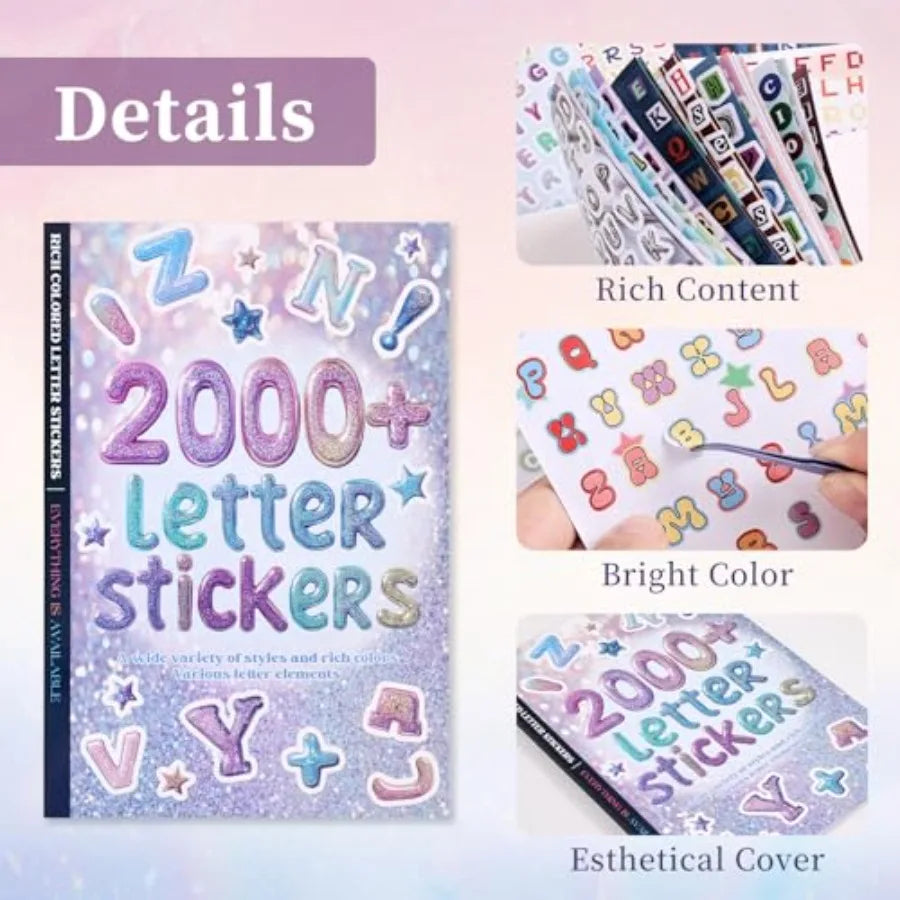 2000+ Pcs Alphabet Sticker for Journaling Fun Colorful Craft Letter Stickers for Junk Journal Scrapbooking Supplies Ideal DIY D