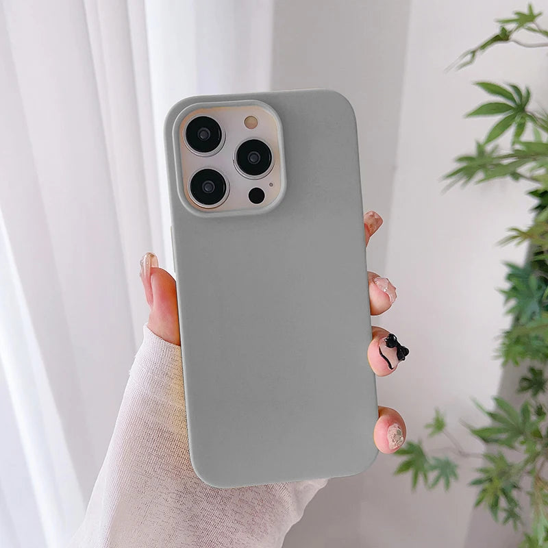 Luxury Candy Color Silicone Soft Case For iPhone 16 15 14 13 12 11 Pro Max Plus Mini Matte Frosted Cover Ultra Thin Shell Coque