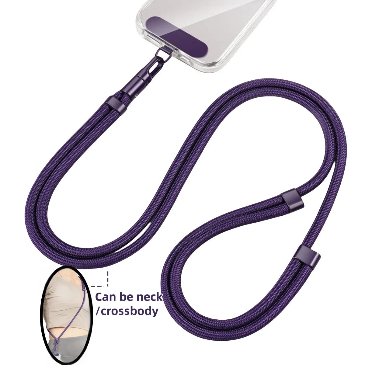 Universal Phone Lanyard with Clip Upgraded Anti-Drop 360° Rotation Adjustable Neck/Crossbody Strap for All Phone Cases
