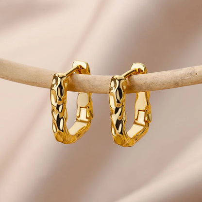 Gold Plated Stainless Steel Geometric Claw Earrings - Starfish & Heart Studs for Women, Waterproof Fashion Jewelry Gift