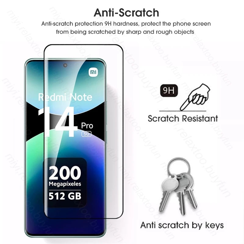 Note14Pro 5G 4G Glass 8To1 9D Curved Screen Protector Camera Glass For Xiaomi Redmi Note14 Note15 Pro Not 14 15 Pro+ Pro Plus 5G