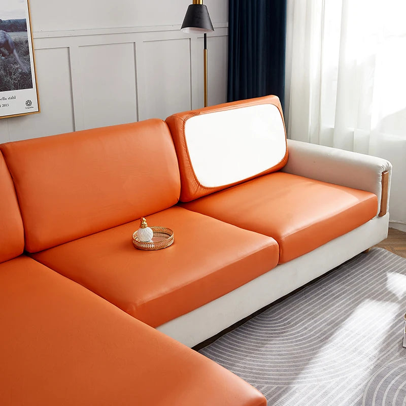 Stretch PU Leather Waterproof Sofa Cushion Cover Sofa Seat Slipcover Backrest Cover Easy Clean Sofa Protector for Pets Kids