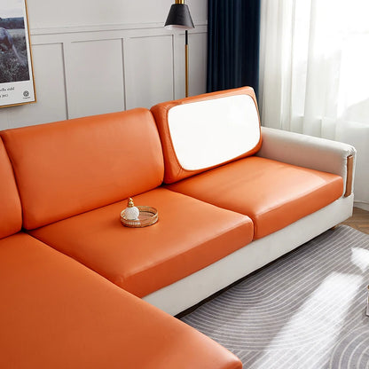 Stretch PU Leather Waterproof Sofa Cushion Cover Sofa Seat Slipcover Backrest Cover Easy Clean Sofa Protector for Pets Kids