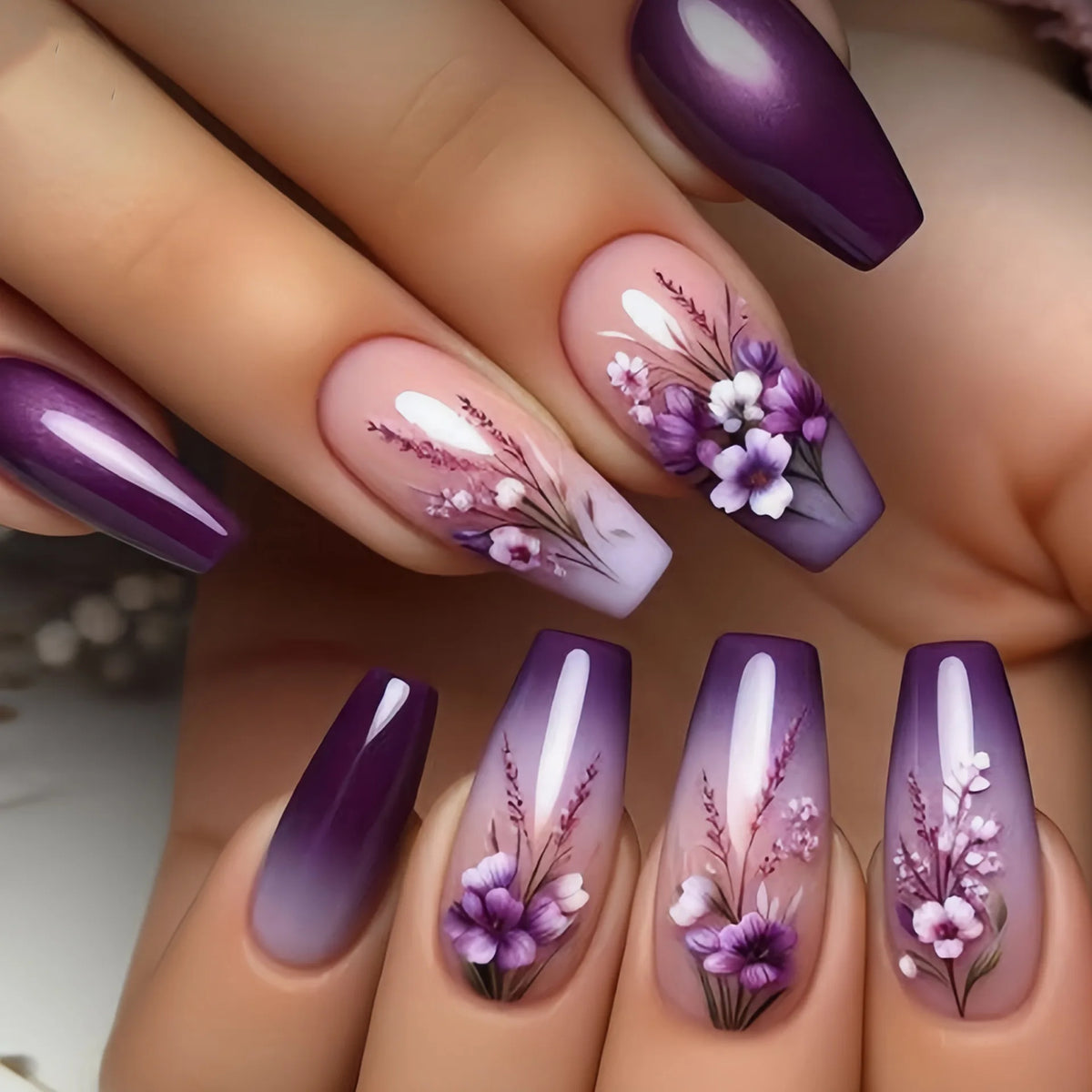 24pcs Simple French Press on Nails Tips Love Stripe Design Short Square False Nails Woman Acrylic Full Cover Nail Art Fake Nail