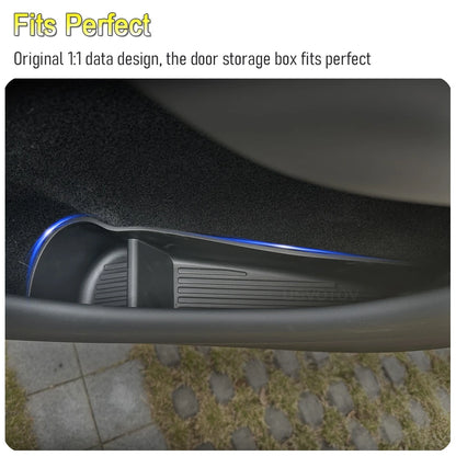 USVOTOV Car Door Side Storage Box for 2025 2026 Tesla Model Y Juniper Model 3 Model YL Accessories Door Organizer Tray Trash Can