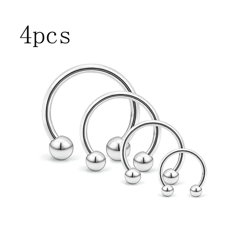 4Pcs/32Pcs 16G Septum Nose Rings – Stainless Steel Hoop Horseshoe Piercing Jewelry, Tragus Cartilage Earrings (6-12mm)