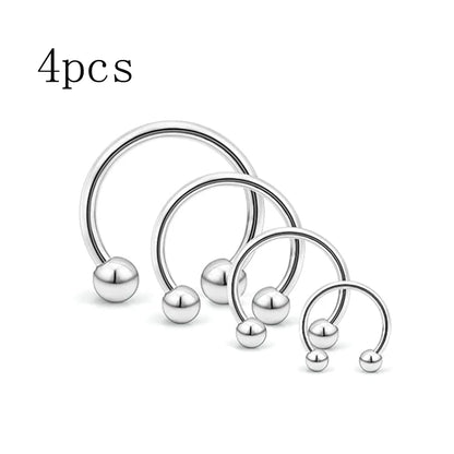 4Pcs/32Pcs 16G Septum Nose Rings – Stainless Steel Hoop Horseshoe Piercing Jewelry, Tragus Cartilage Earrings (6-12mm)