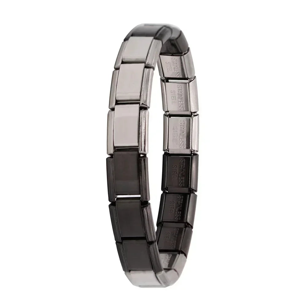 Hapiship Italian Elastic Charm Bracelet – 9mm Stainless Steel Fashion Bangle for Women & Men