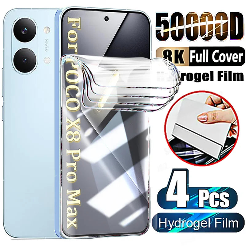 4PCS Hydrogel Film For Xiaomi POCO X8 Pro Max X7 X6 X5 X4 GT X3 M6 M7 Pro Screen Protector For POCO F8 Ultra F7 Pro F6 C75 Film