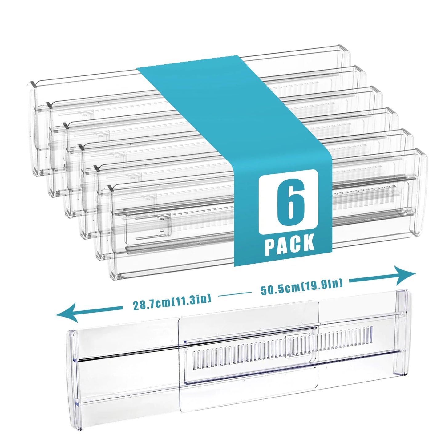 6/8/10/12-Pack Adjustable Drawer Organizers, Clear Expandable Dresser Organizers for Storing Clothes Kitchen Utensils