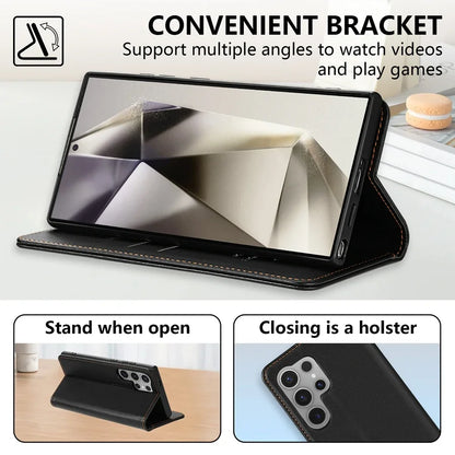 Wallet Strong Magnetic Card Slot Flip Leather Case For Samsung Galaxy S25 Ultra S24 Plus S23 S22 S21 S20 FE A15 A16 A36 A55 A56