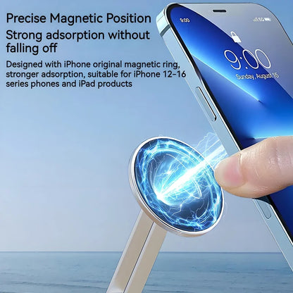 2in1 Alloy Desktop Magnetic Tablet Phone Stand, Foldable Three Axis Support 360 Rotation Universal Compatible with Phone & Ipad