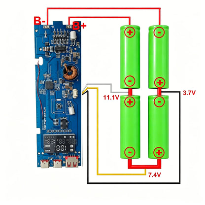 20000mAh 60/100W PD Fast Charge 4x 21700 DIY Box Shell Power Bank for Laptop Samsung Outdoor Travel Camping Requires Welding