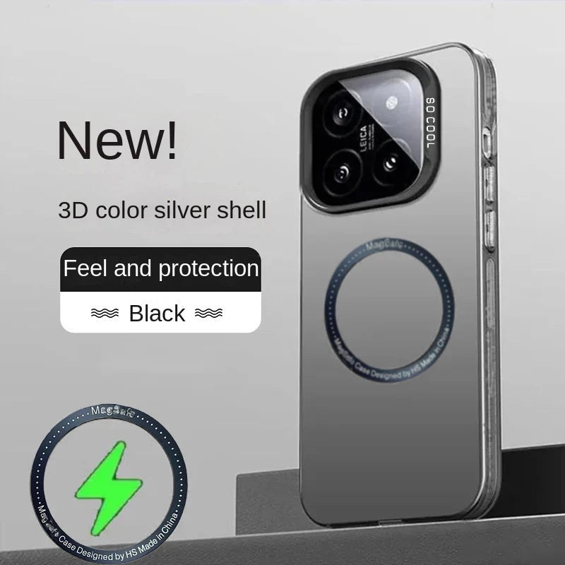 Luxury For Magsafe Wireless Charging Matte Frosted Case For Xiaomi 14 13 13T 14TPro Semi-Transparent Shockproof Protection Cover