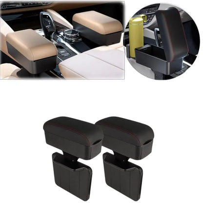 Car Armrest Box Center Console Storage Organizer Liftable Adjustable with Cup Holder Universal Fit Auto Interior Accessories