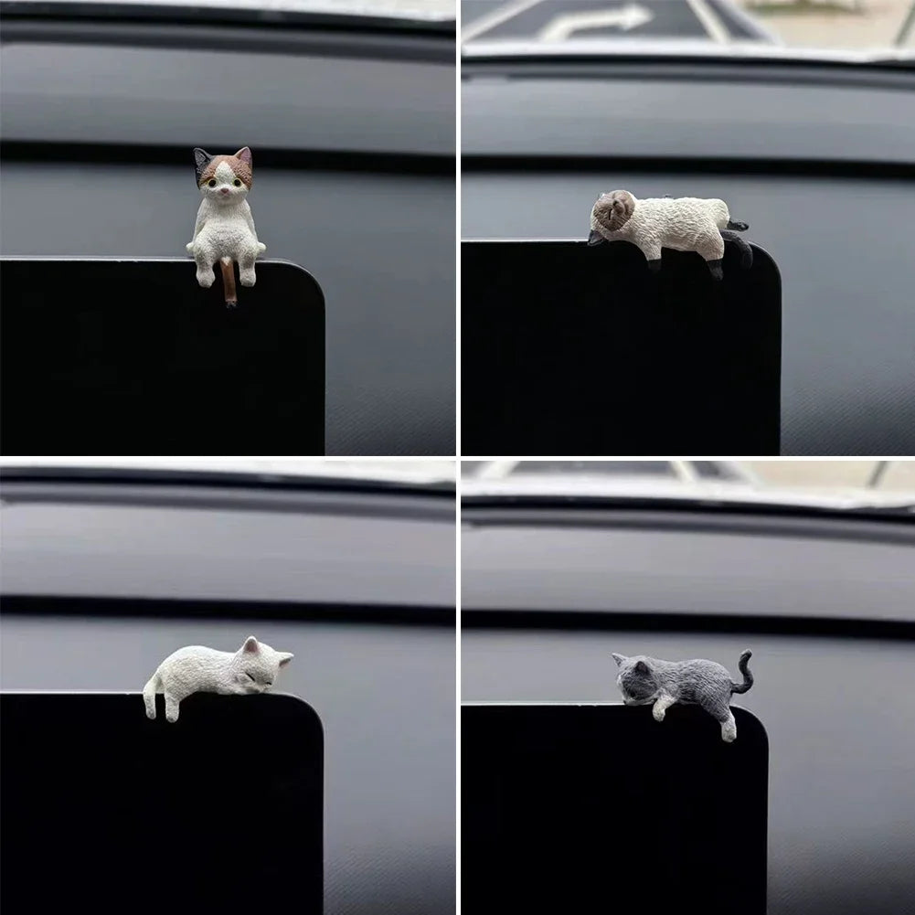 Sleeping Cat Car Ornament – PVC Dashboard & Console Decor