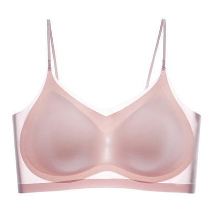 Ultra-Thin Breathable Ice Silk Top Bra Women's Seamless Back Halter Vest Wrap Bra Small Chest Together