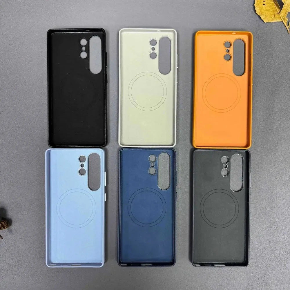 High Quality Drop Proof Leather Phone Case For Samsung Galaxy S25 Ultra Invisible Strong Magnetic Charging Protect Cover Fundas
