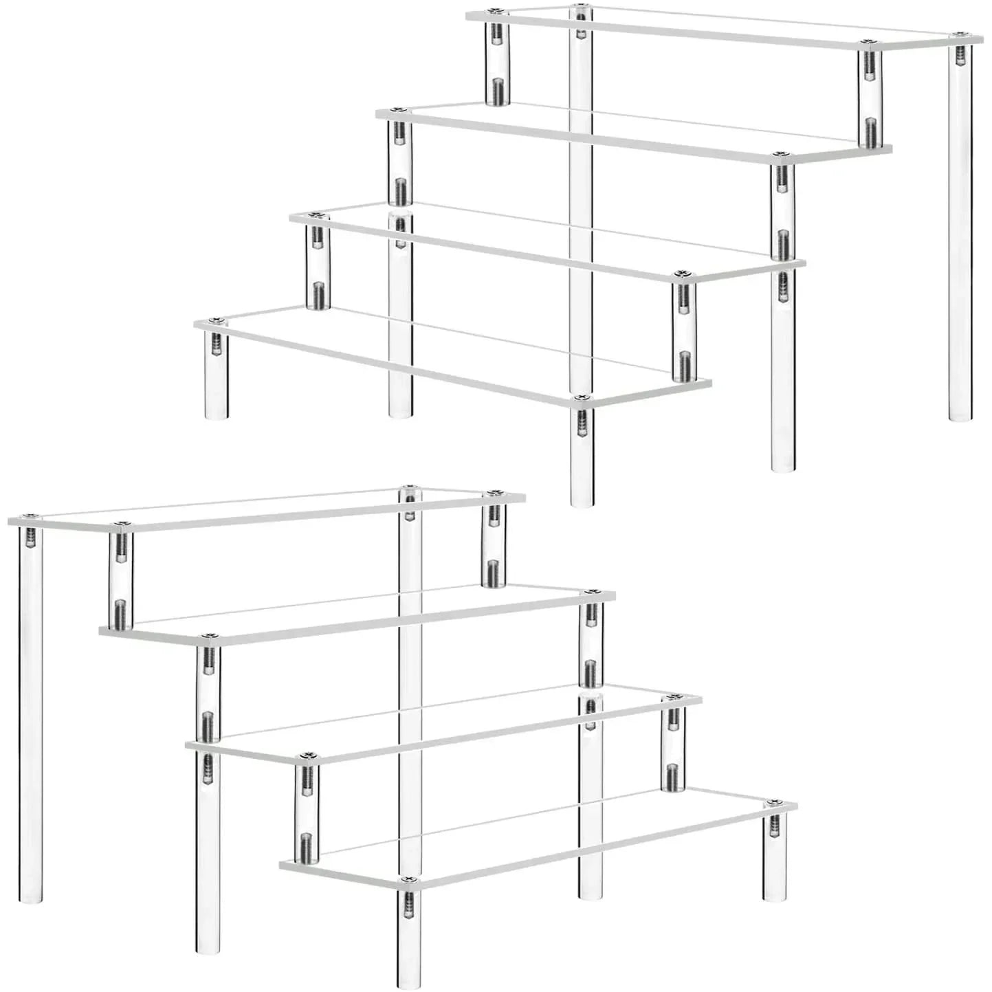 1-5 Tier Iridescent Acrylic Display Risers Stand Shelf for Figures Collectibles Cupcakes Perfumes Jewel Decorating & Organizing