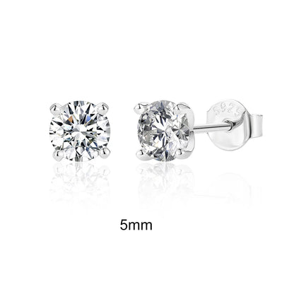 CANNER Moissanite Stud Earrings – 0.5 to 1.2 Carat D Color, 925 Sterling Silve