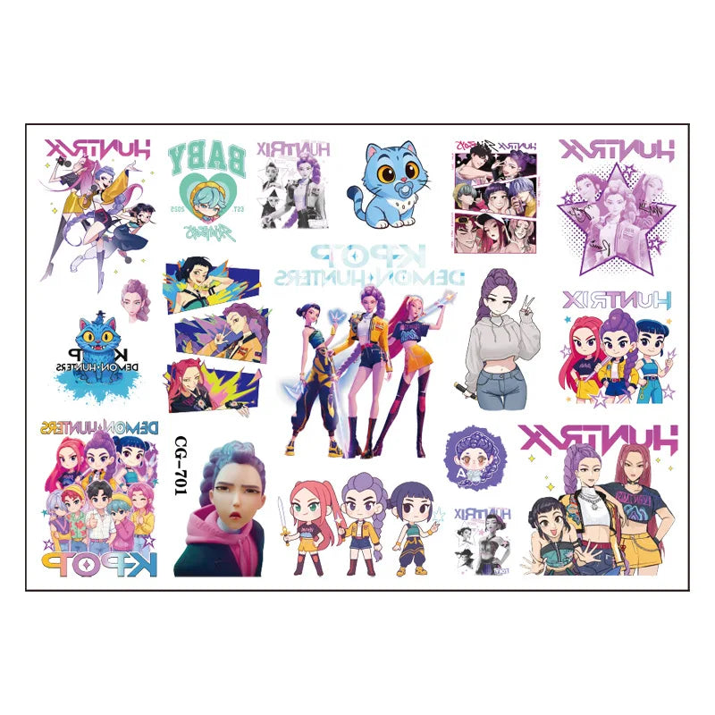 Hot K-pop Birthday Party Favors Cartoon Kids Gift -Reusable Straw Stamp sticker Bracelet Keychain Pin Badge Game Reward Souvenir