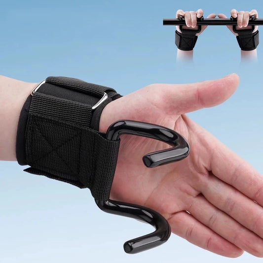 1PairWeight Lifting Hook Grips With Wrist Wraps Hand-Bar Wrist Strap Gym Fitness Hook Weight Strap Pull-Ups Power Lifting Glove