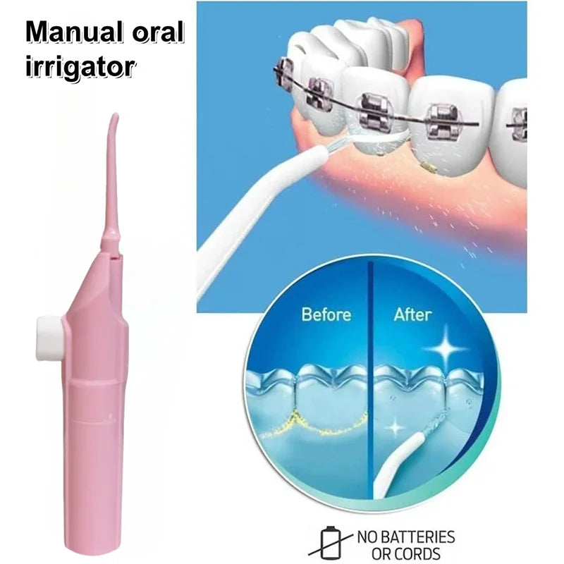 Portable High Pressure Oral Irrigator Household Dental Floss Manual Water Toothpick for Teeth Cleaning