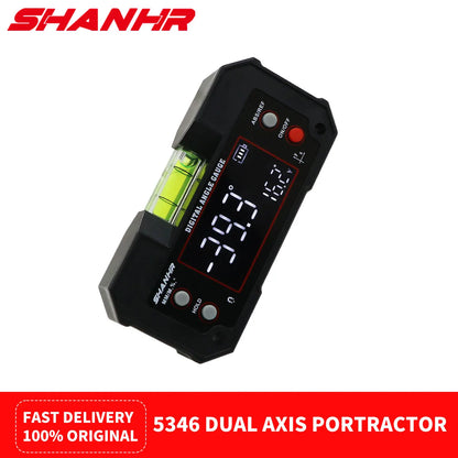 SHANHR Digital Angle Finder, Multi-Axis Protractor Tool with Backlit LCD, Digital Level with Bubble and Dual Axis Display