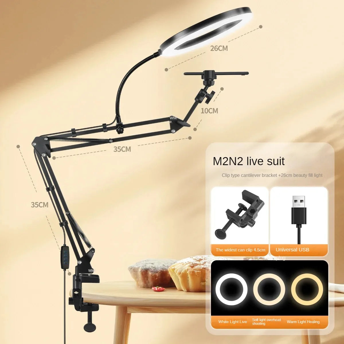 Live Stand Mobile Phone Professional Overhead Lighting Fixed Shooting Camera With Instructi Recording Video Selfie Stick