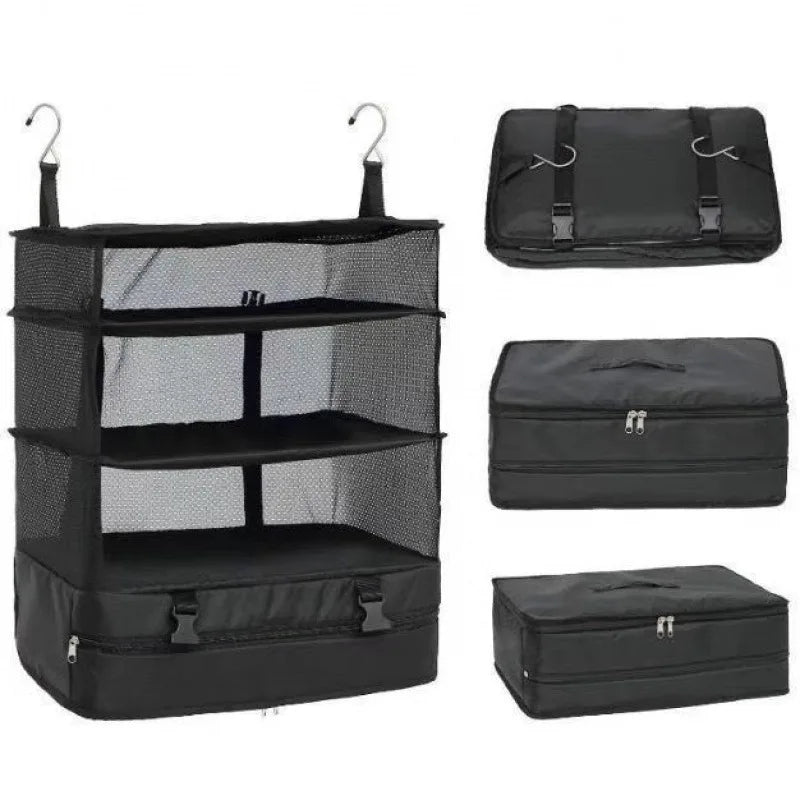 3-in-1 Travel Clothes Storage Hanging Bag - Large Capacity Garment Organizer for Underwear, Socks & Clothes, Hanging Design