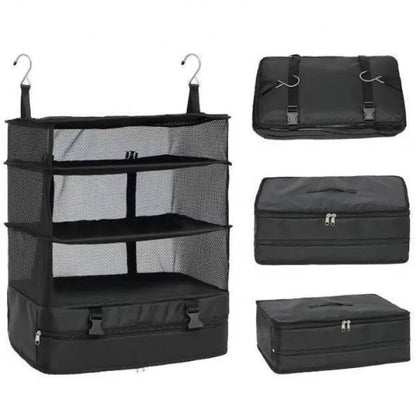 3-in-1 Travel Clothes Storage Hanging Bag - Large Capacity Garment Organizer for Underwear, Socks & Clothes, Hanging Design