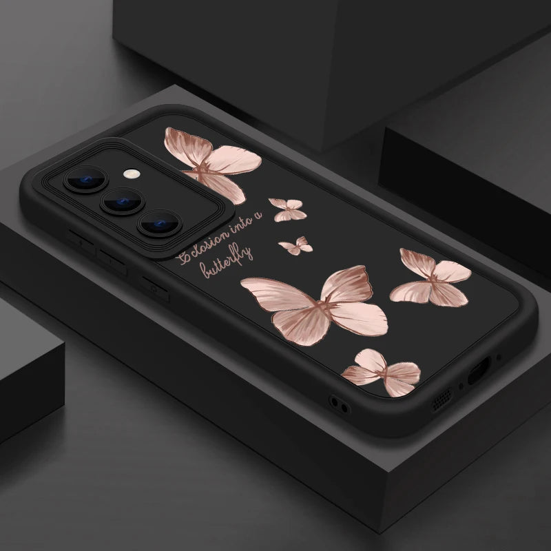 Gold Butterfly Soft TPU Case For Samsung Galaxy A57 A55 A17 A15 A56 A16 A35 A25 5G S26 S25 S24 S23 S22 Ultra S23 FE Phone Cover