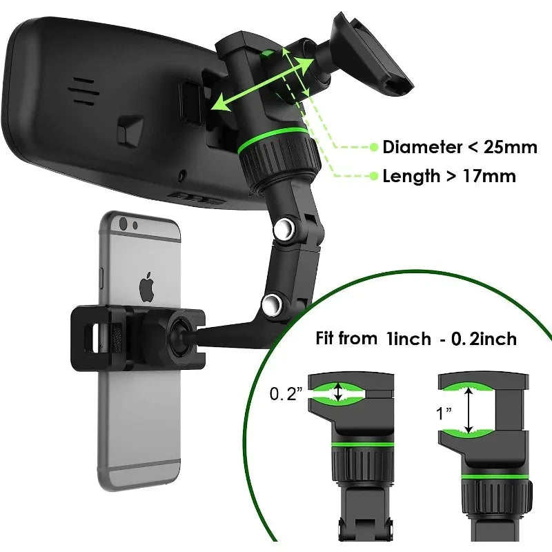 360° Rotatable Rearview Mirror Phone Holder for All Cars