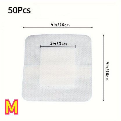 50pcs Large Size Hypoallergenic Non-woven Medical Adhesive Wound Dressing Band Aid Bandage Large Wound First Aid 6*7cm