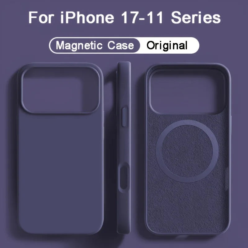 MagSafe Magnetic Liquid Silicone iPhone Case – Shockproof Soft Cover for iPhone 13–17 Series