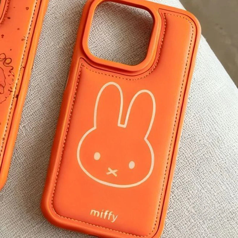 Kawaii Miffy Phone Shell Suitable for Iphone 17 16 15 14 Cartoon Orange Fashion Anti Drop Phone Case Anime Accessories Fans Gift