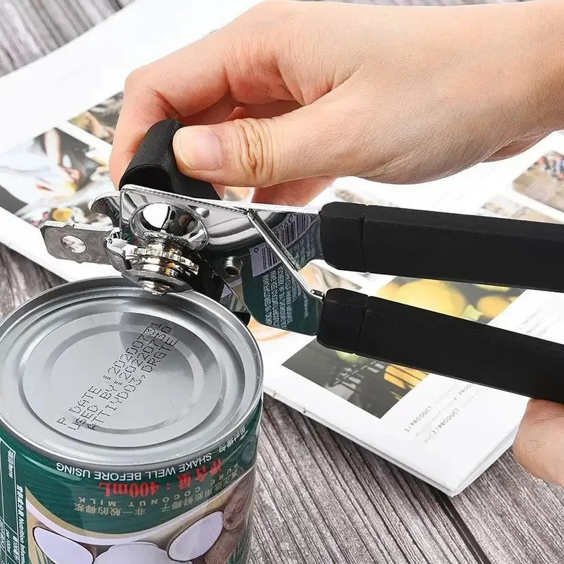 Multifunctional Manual Can Opener Stainless Steel Smooth Edge Tin & Bottle Opener Kitchen Tool