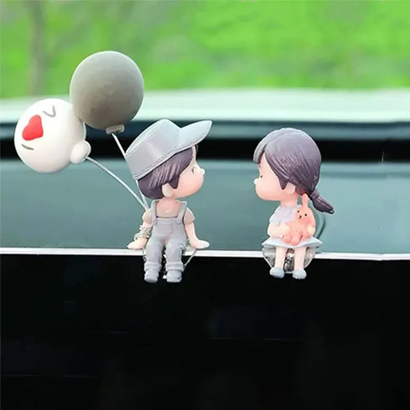 Cute Ornaments Couple Action Figurines Balloons For Car Dashboard Decoration Car Decoration Cute Cartoon Couples Action Ornament