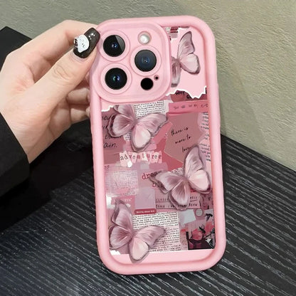 Cute Butterfly Silicone iPhone Case – Shockproof Candy Cover for iPhone 11–17 Series
