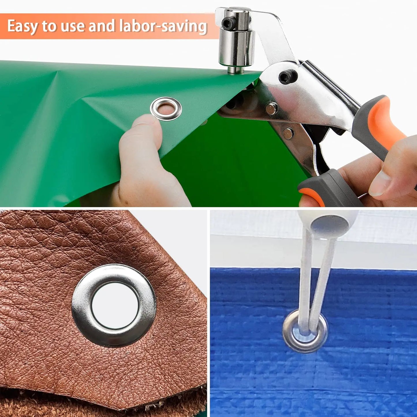 6mm 10mm Grommet Pliers Kit Tools Handheld Hand Press Metal Eyelet Hole Punch Plier for Leather Canvas Clothing DIY Tarp Ring