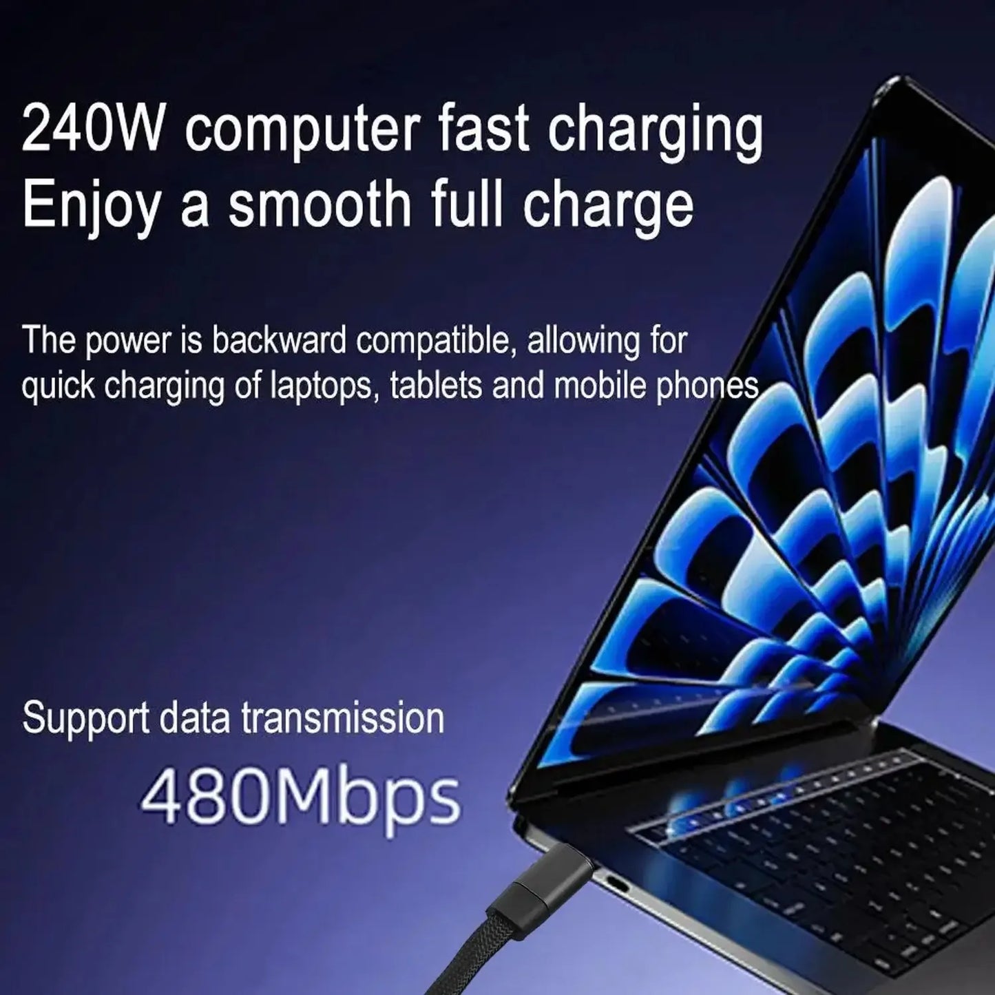 oozcc 240W Elbowed 180° Fast Charging Foldable Phone Holder,PD cable Nylon Data Sync, For iPhone 17, Samsung, Xiaomi, POCO, Tesl
