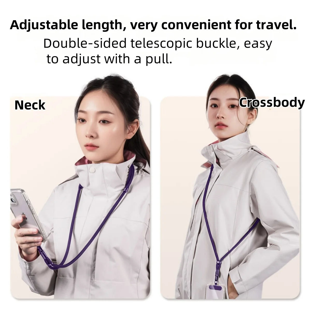 Universal Phone Lanyard with Clip Upgraded Anti-Drop 360° Rotation Adjustable Neck/Crossbody Strap for All Phone Cases